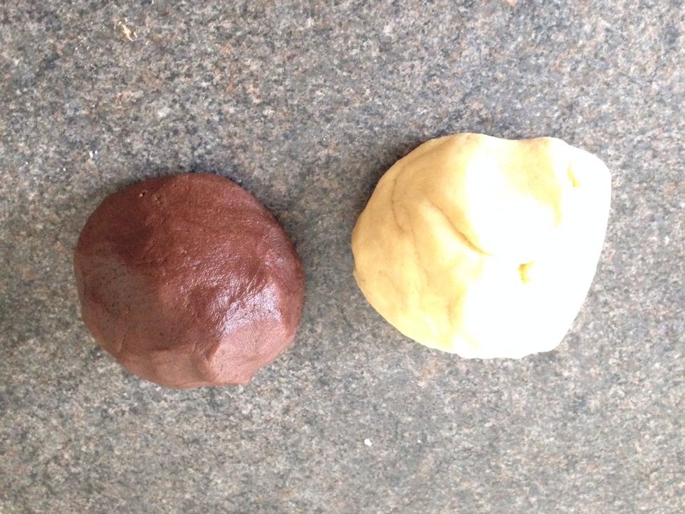 You end up with two balls of dough - almond and cocoa.