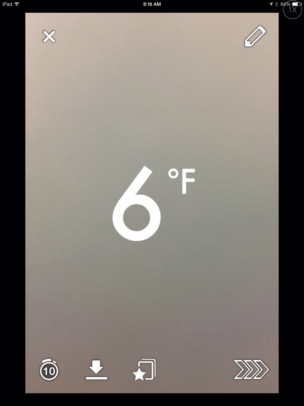 You get the temperature if your slid your finger again.