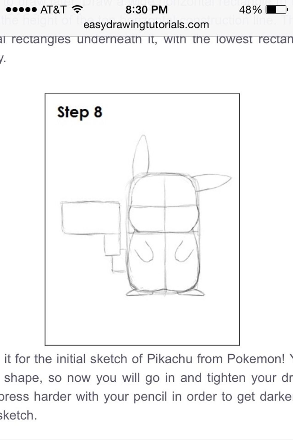 You have finished drawing pikachu's body!