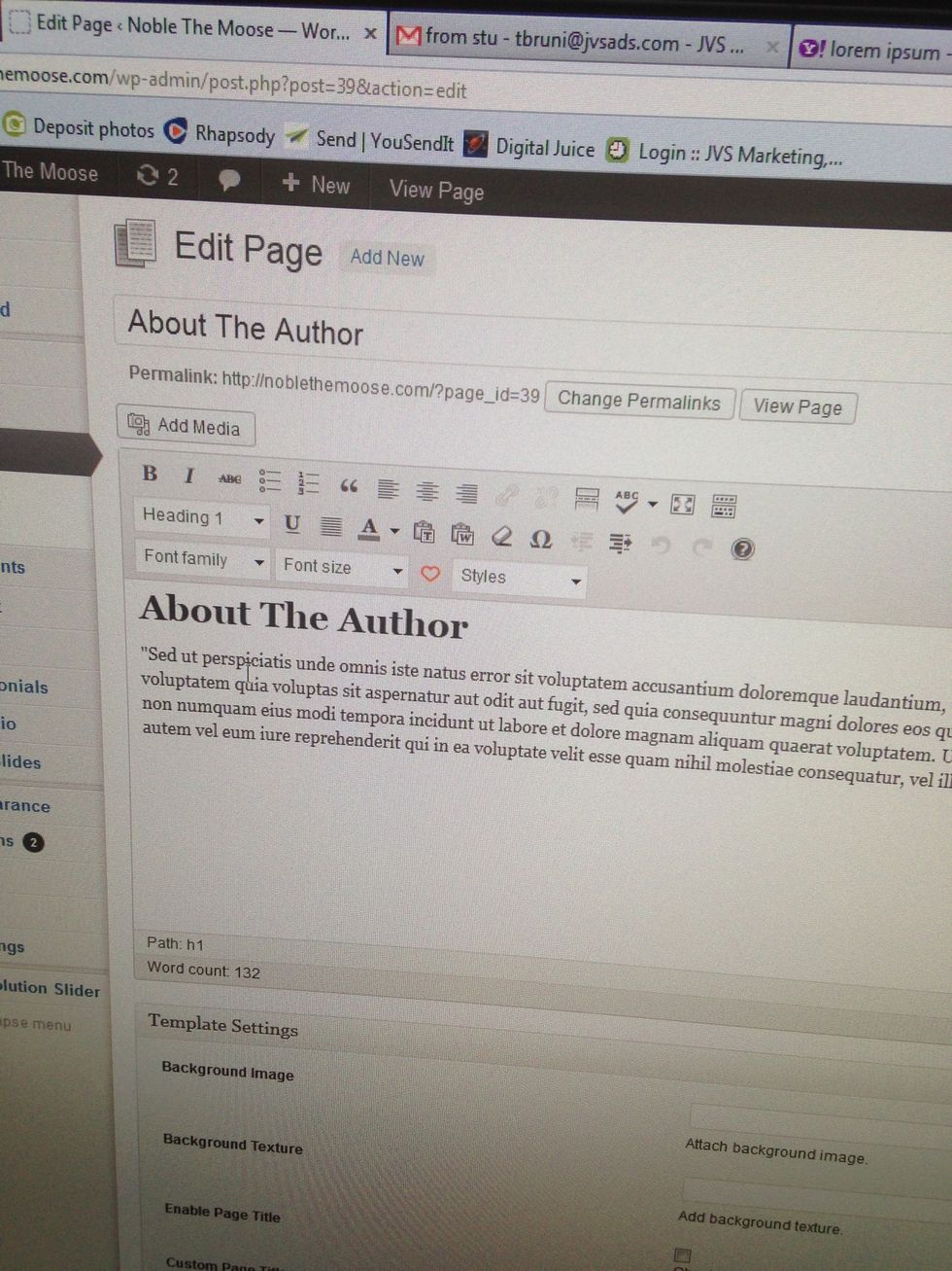 You have now arrived at the page edit screen. Here you can edit each pages content by adding / changing text, links, images and videos. The interface is very similar to Word or other text editors.