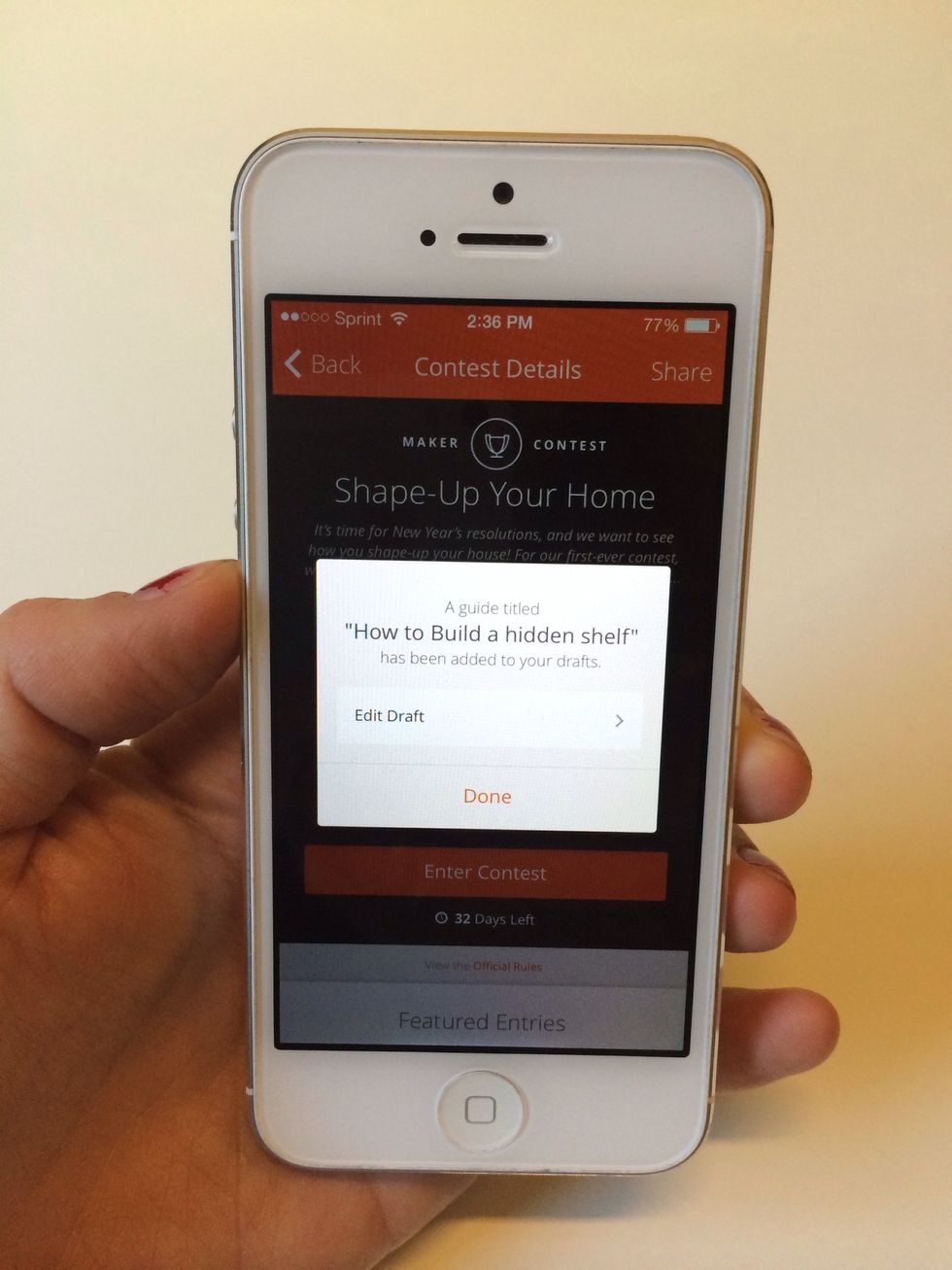 You have now started a draft for your new guide! You can either start editing now or tap done to keep browsing the app.