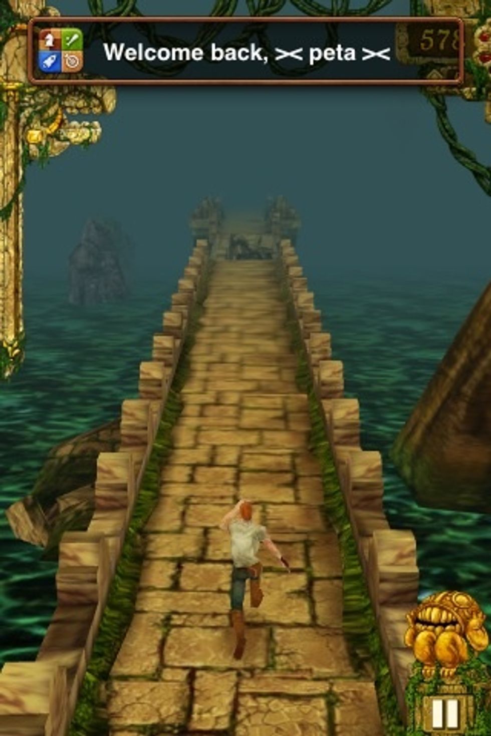 You have to jump and duck from the obstacles.