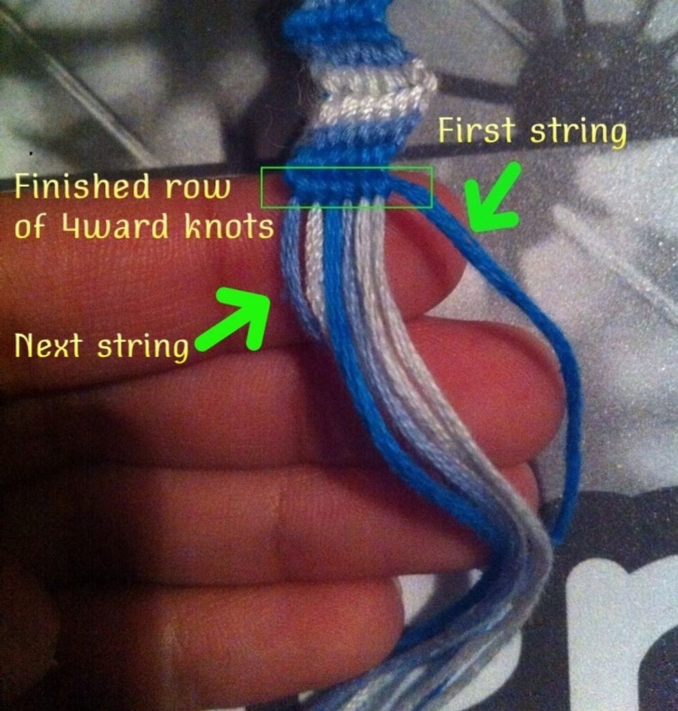 You just repeat with the next string in line and so on until you've finished a whole row. This is what it should look like ^