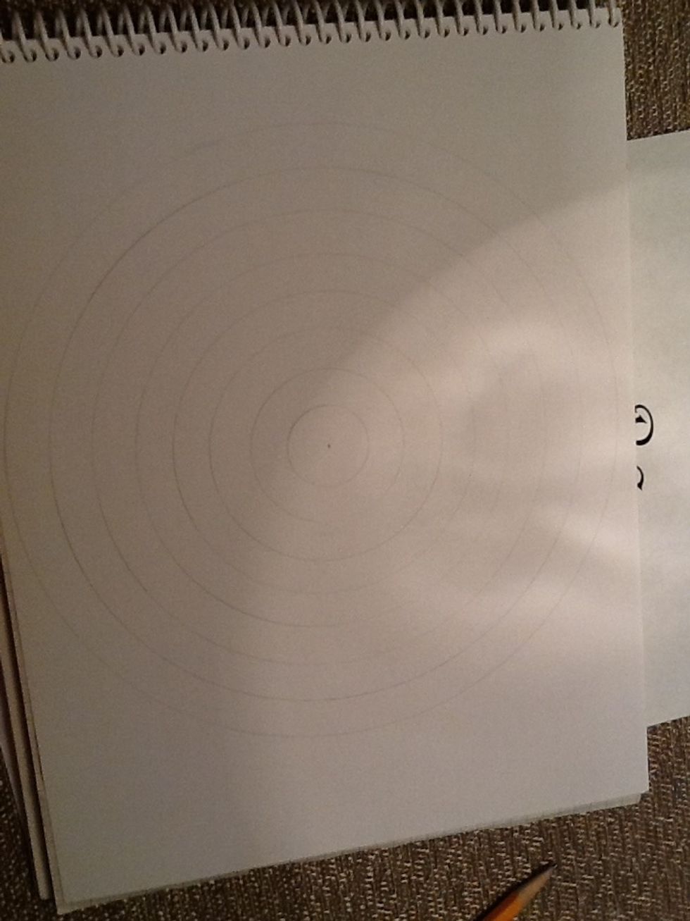 You keep adding an inch more for each circle. Or you could add an inch more instead of half an inch.