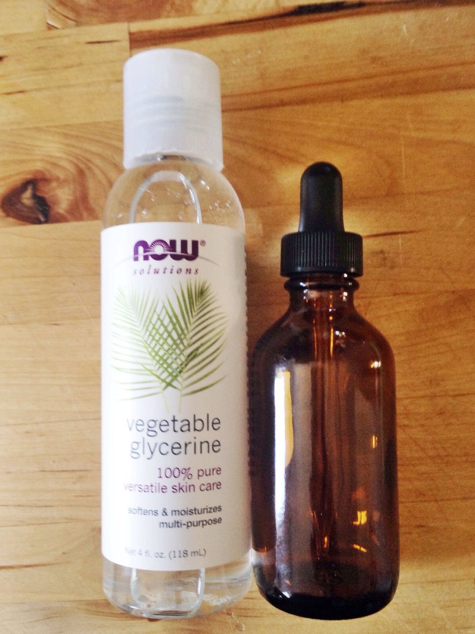 You'll also need distilled water, Vegetable Glycerin, and a dark brown glass bottle with eye dropper. Vitamin C is very sensitive to the light, hence the amber bottle.