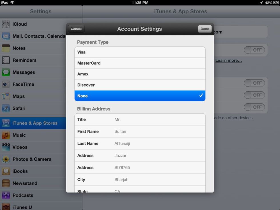 You'll be asked to complete your apple ID. You'll be also asked to select a credit card type, select "none" and then complete the other blanks.