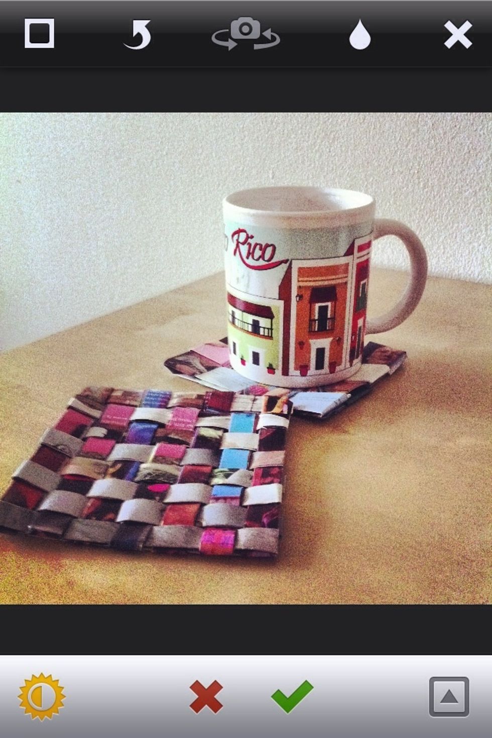 You'll end up with pretty paper coasters. To avid them getting wet you can use large clear tap to protect the outer layer of your pap are coasters.