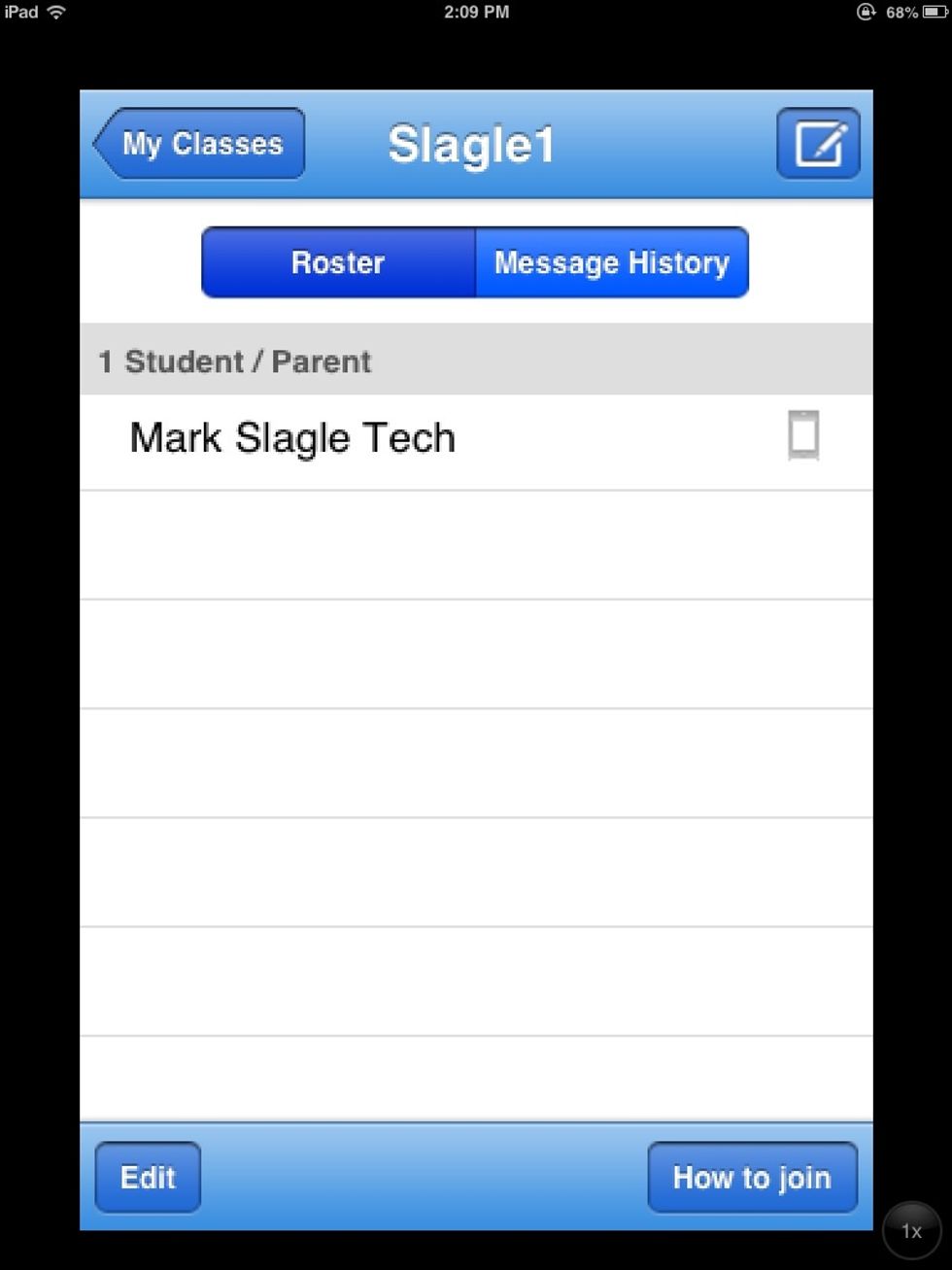 You'll get a roster report for each list you create. Touch the compose button at the top right to write a text.