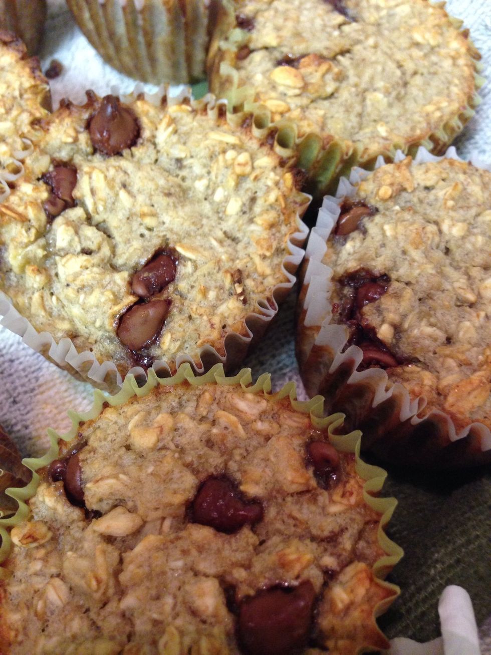 You'll know their done by how brown the tops of the muffins are. This recipe makes about 18 muffins.