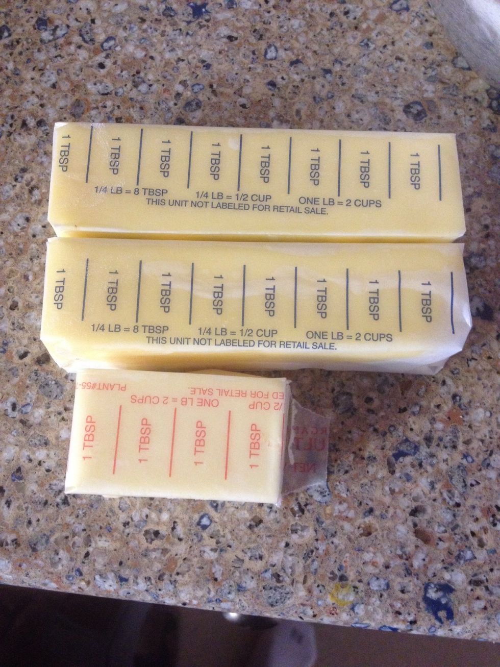 You'll need 20 tbsp of butter cubed, so use this much and cube it.