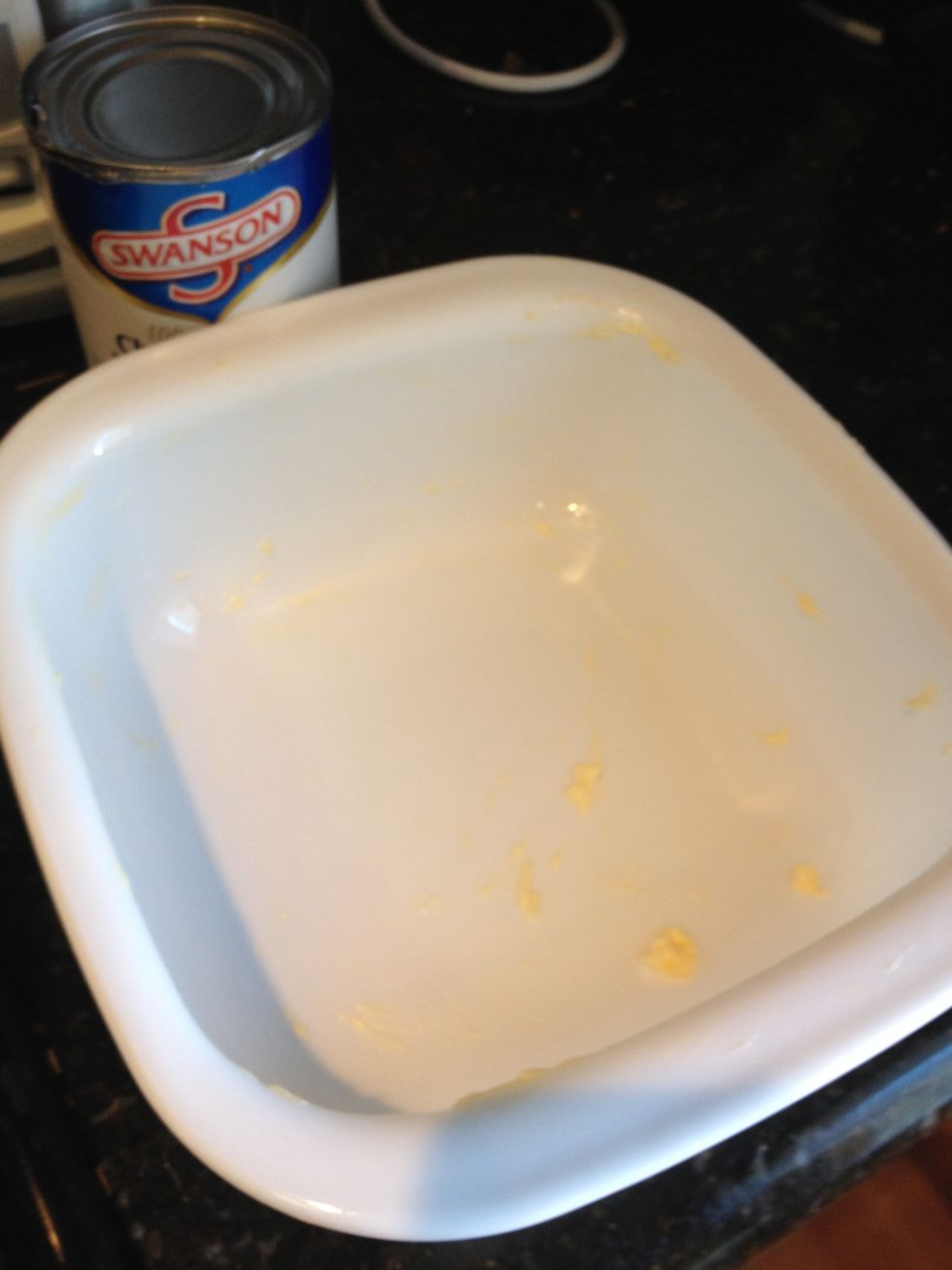 You'll need a baking dish. I tend to use the same container that I'll use for serving. Spread butter around the interior of the dish.