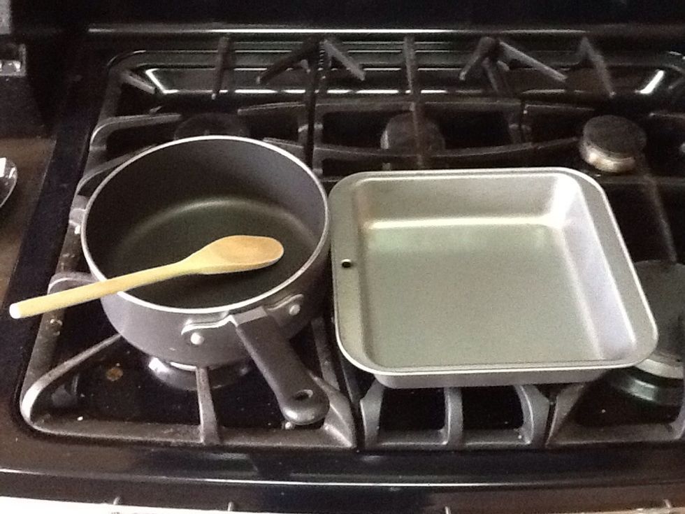 You'll need a medium saucepan, a wooden spoon and a 9x9x2 baking pan.