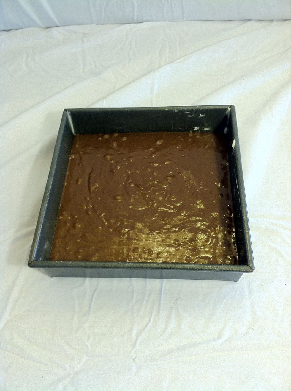 You'll need to pour the mixture into an 8 inch square pan  (8x8x2).