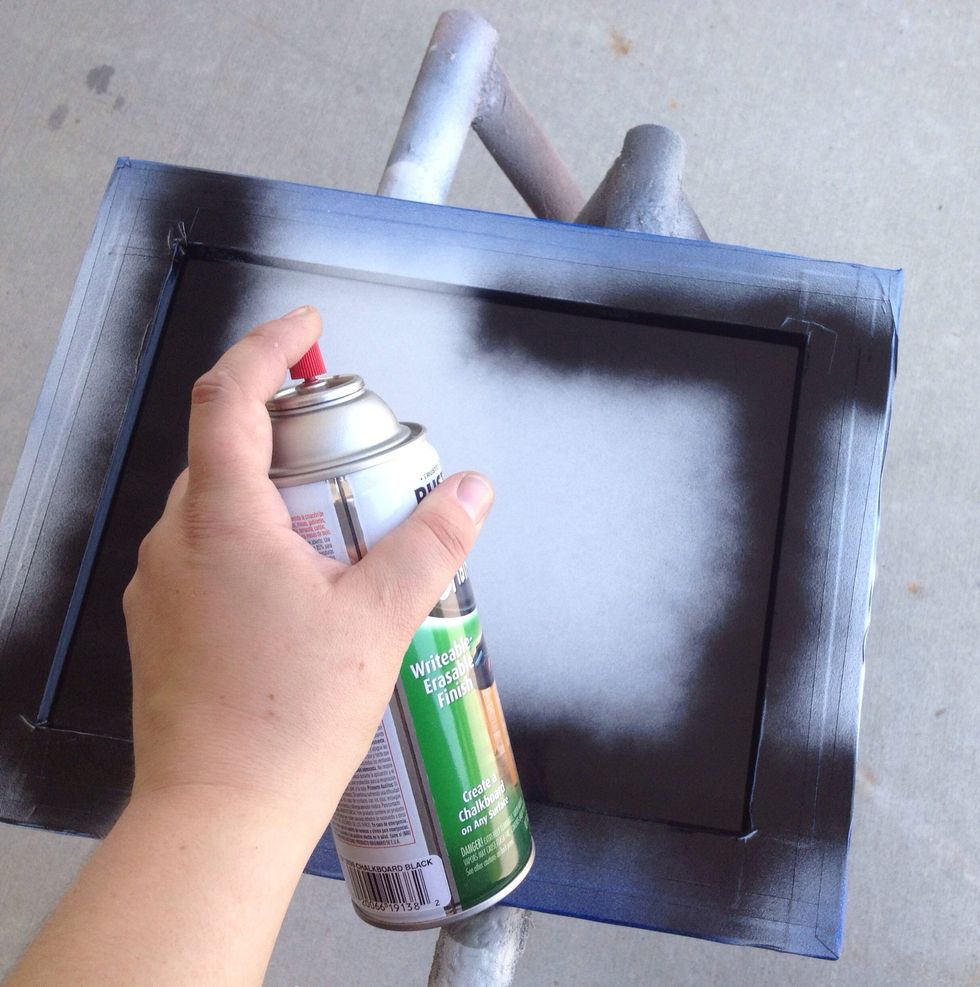 You'll paint your chalkboard surface the same way - start with the inside edges. You'll be applying 3 coats, so no need to apply it heavy. Evenness is the key.