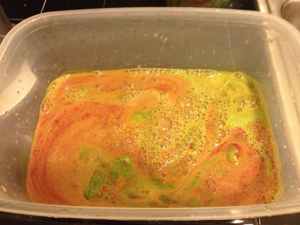 You'll see a separation of juices and foam.