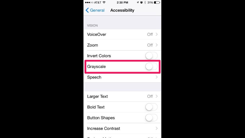 You'll see an option entitled Grayscale. By default it's disabled.