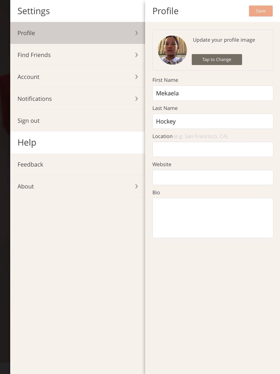 You'll then find in the top right corner an option to change your picture. Here you can also change any private, & non-private details.