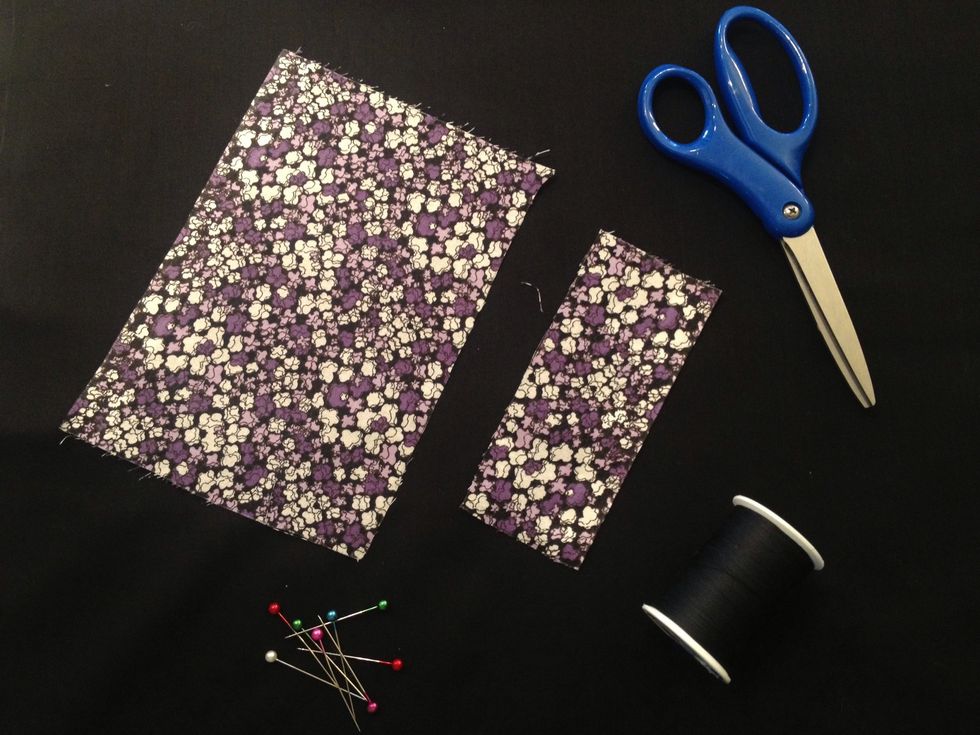 You'll want to cut out two rectangles of fabric, the larger one will be used for the actual bow and the smaller one will create the bow's knot.