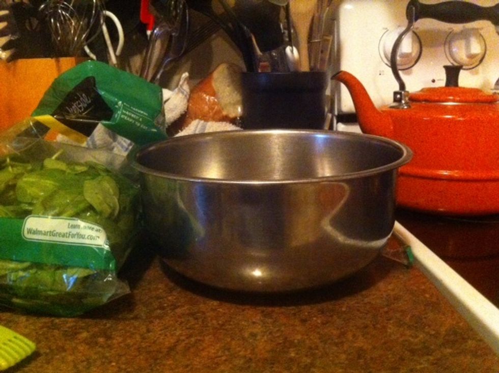 You'll want to have the following supplies for this first step for the completion of crustless quiche: Your large bowl, muffin tins, whisk, and eggs...