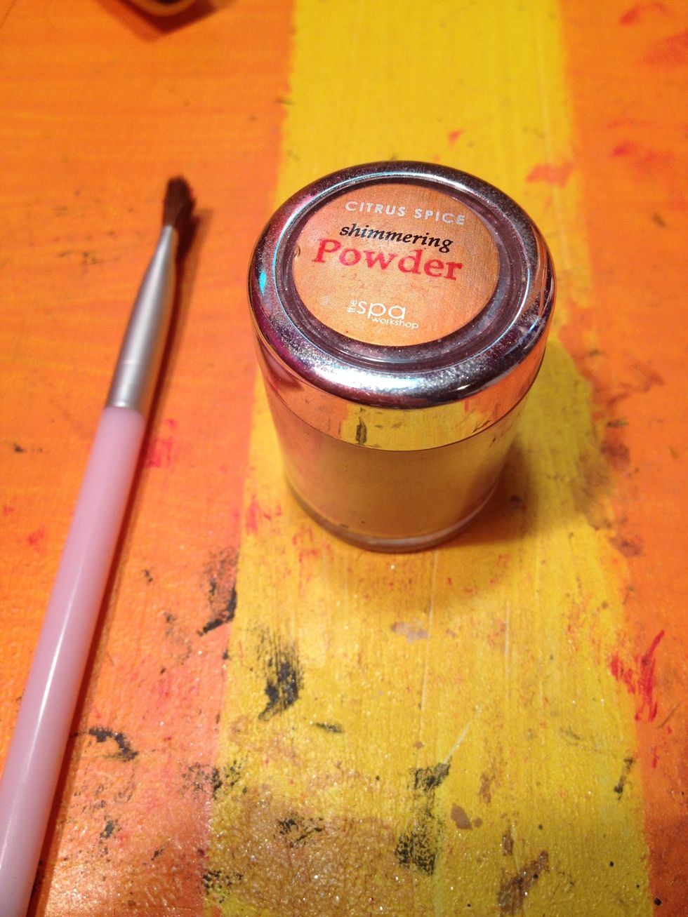 You'll want to use shimmer powder for eyeshadow just to make a little bit of sparkles.