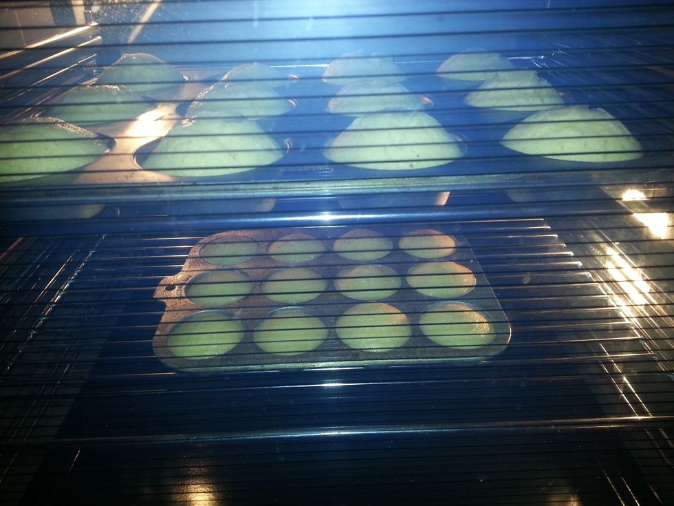 You may bake it for 10 minutes for a pale colored muffin or cook for 20-25 minutes for a golden finish.