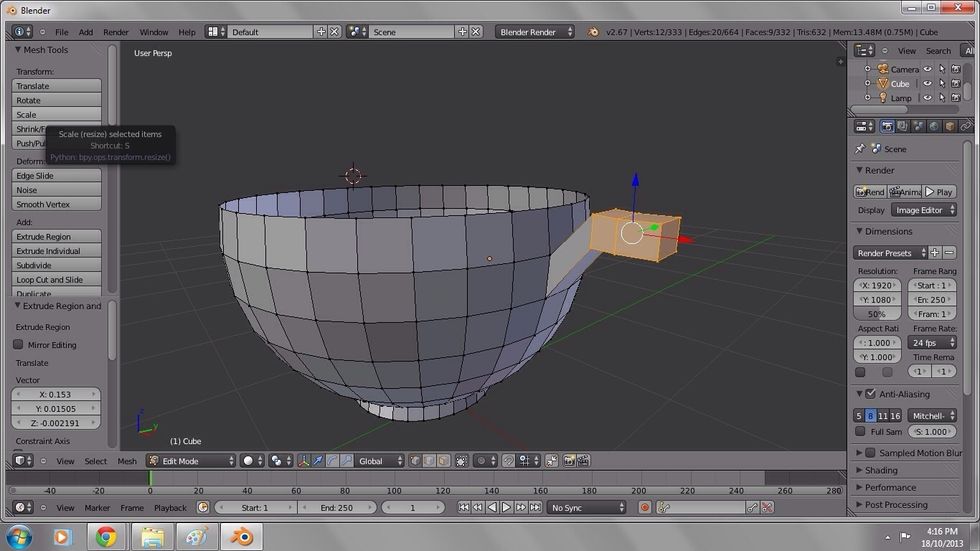 You may need to select the past two extrusions made to size them down a little.