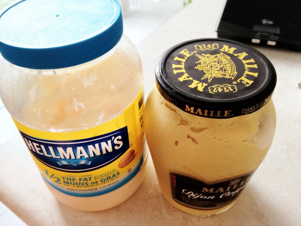 You may use low fat mayonnaise or mustard. I like mayo in mine.