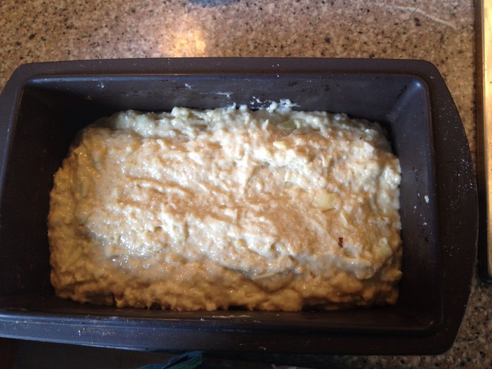 You might need a bit more or less flour, depending on the size of your melon. You want a consistency like dough for brownies. Bake at 375f for 45 minutes. Test to see if it needs more time in the oven