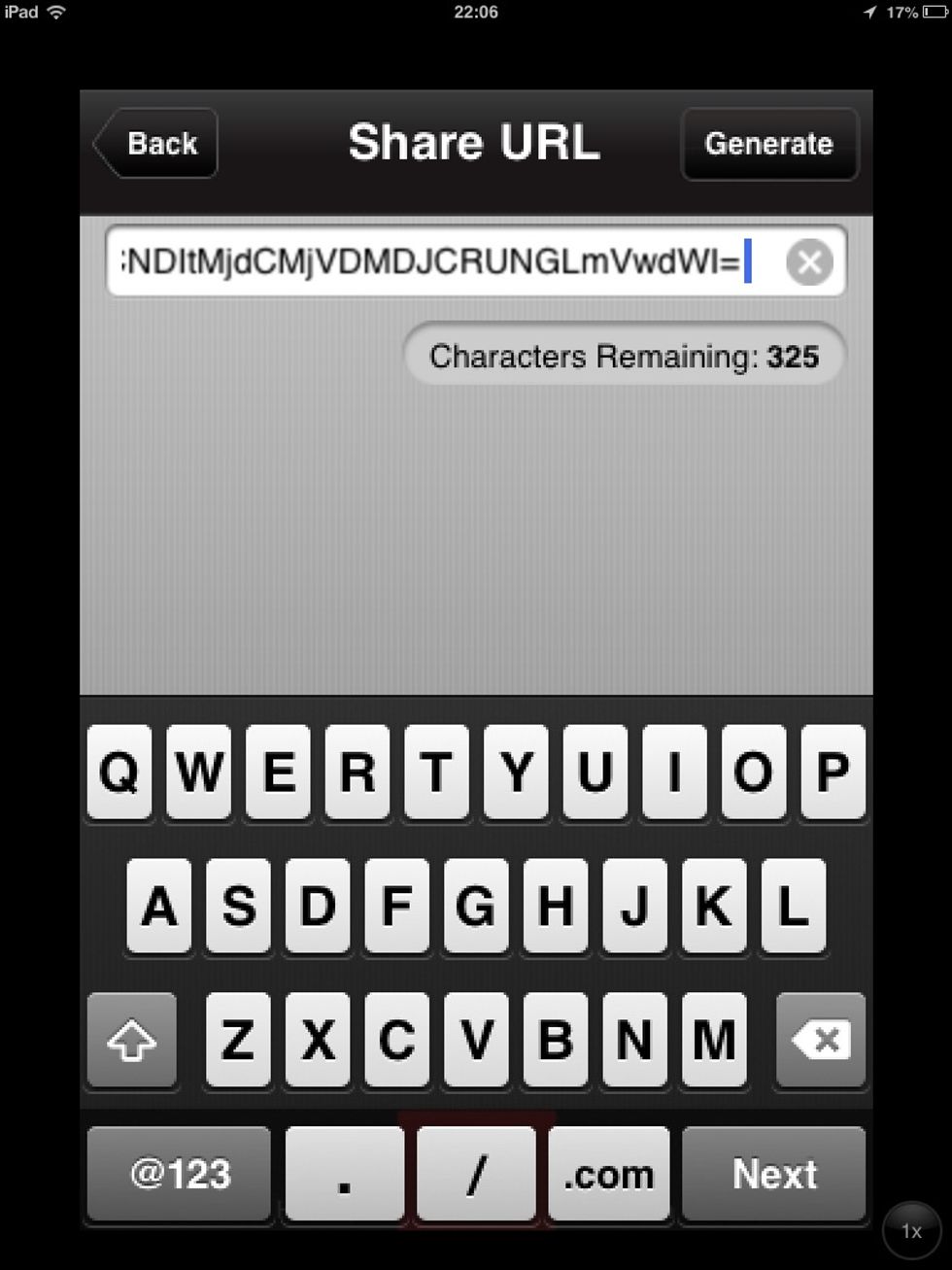 You might need to delete the existing http.. Text. Then tap "generate" and your QR code will appear.