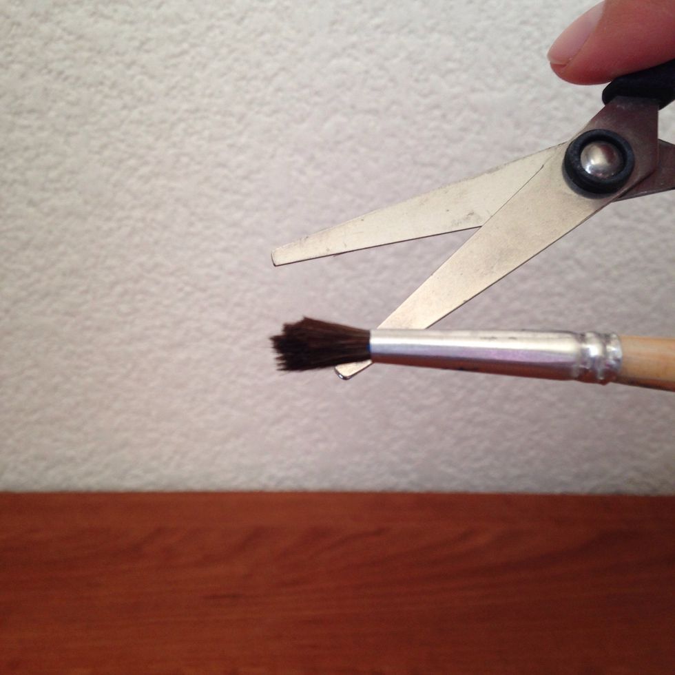 You might trim the brush to make it thinner and easier to paint with.