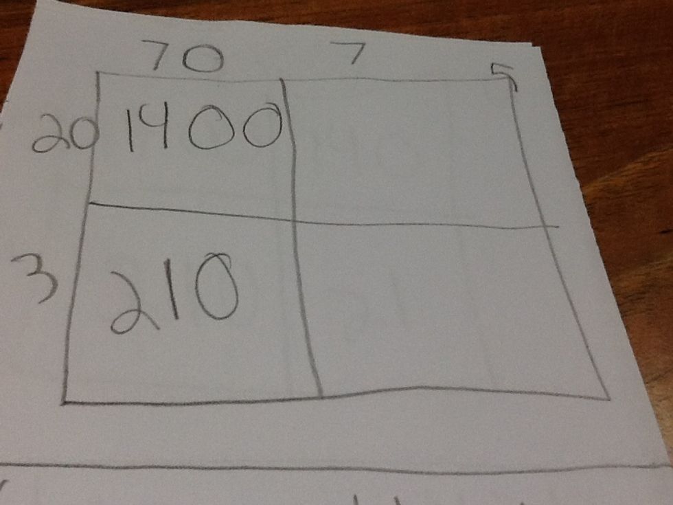 You multiply 70x20 and 70x3.