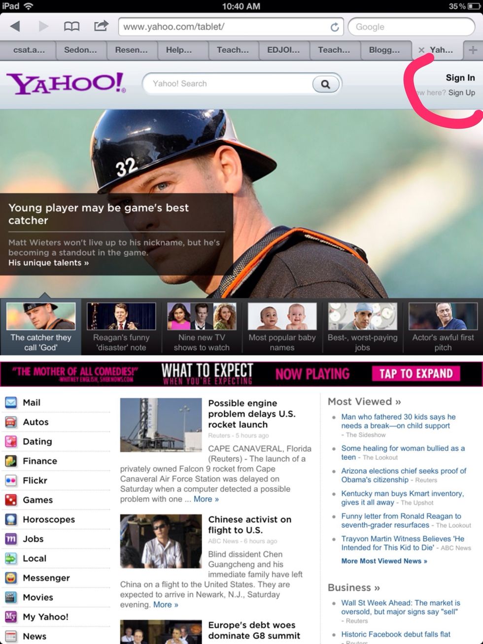 You must click on sign in.