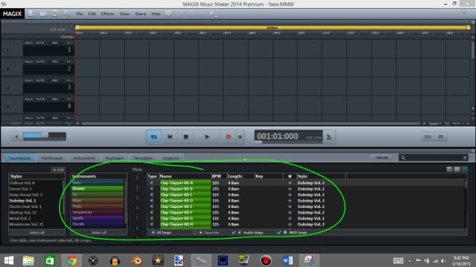 You must first pick a drum beat that fits your liking.