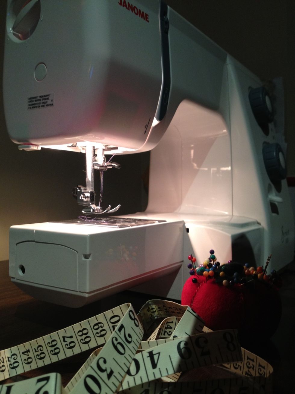 You must have working knowledge of a sewing machine in order to do this. Your bobbin should have the same colour of thread as your main thread. Have your pins and measuring tape handy at all times!