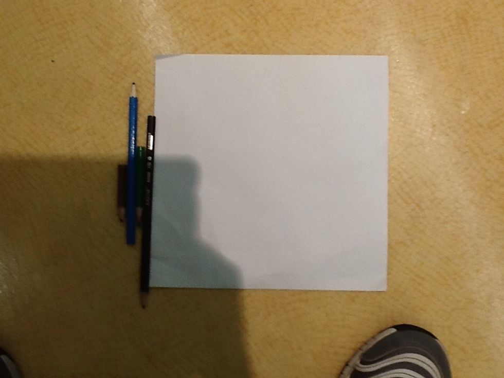 You need 1 squre paper  and 4 color markers