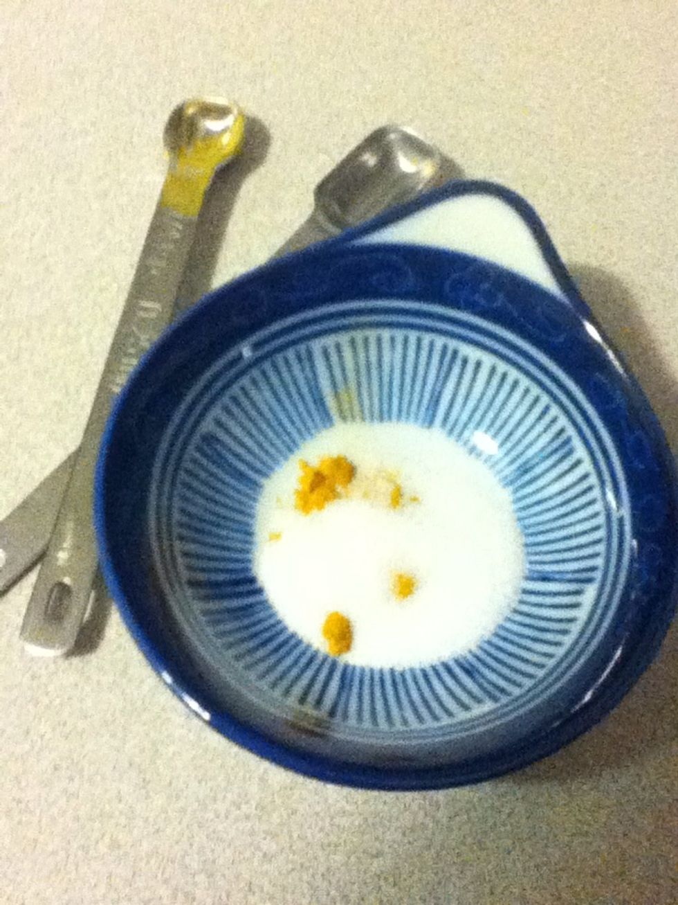 You need a half teaspoon salt and a quarter teaspoon turmeric.