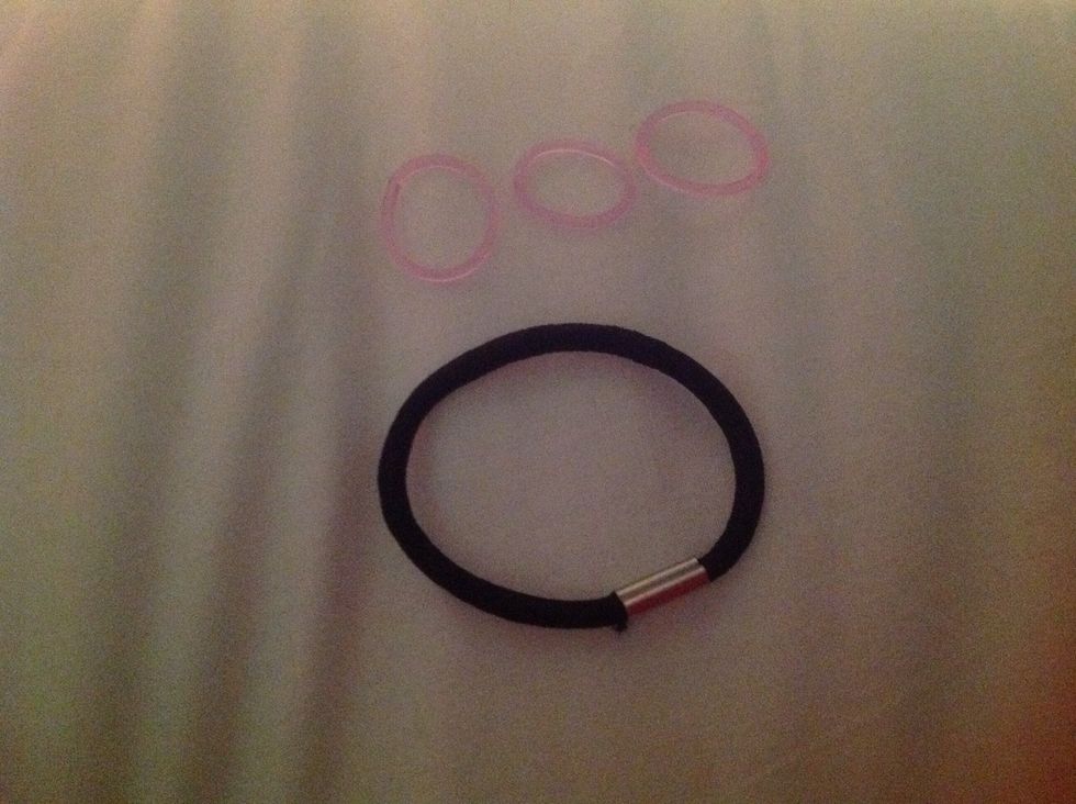 You need a rubber band. You can use a thick rubber band or clear rainbow loom band. You have to use a lot for the clear loom bands. I will use the clear loom bands so my victim won't see the band. \ud83d\ude03