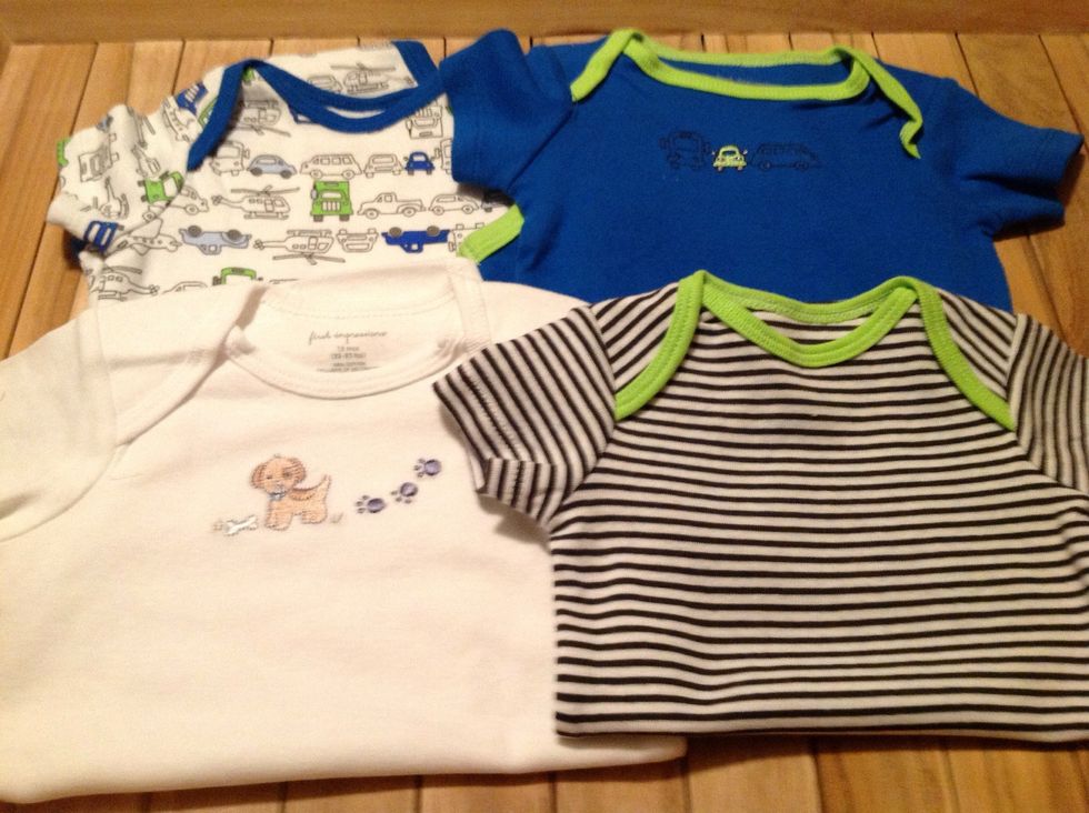 You need about 4, 0-3 month onesies of style of your choice...