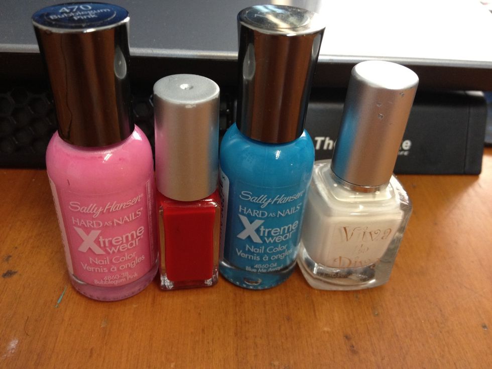 You need pink, red, white, and baby blue:)