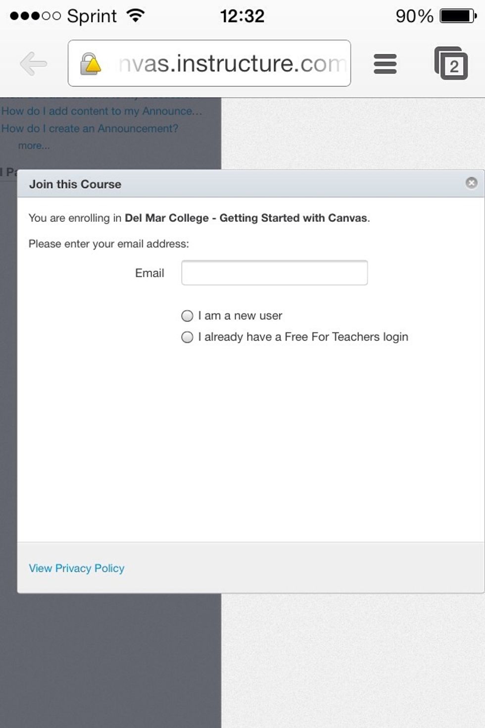 You're a new user. Be sure to use your DMC email account.