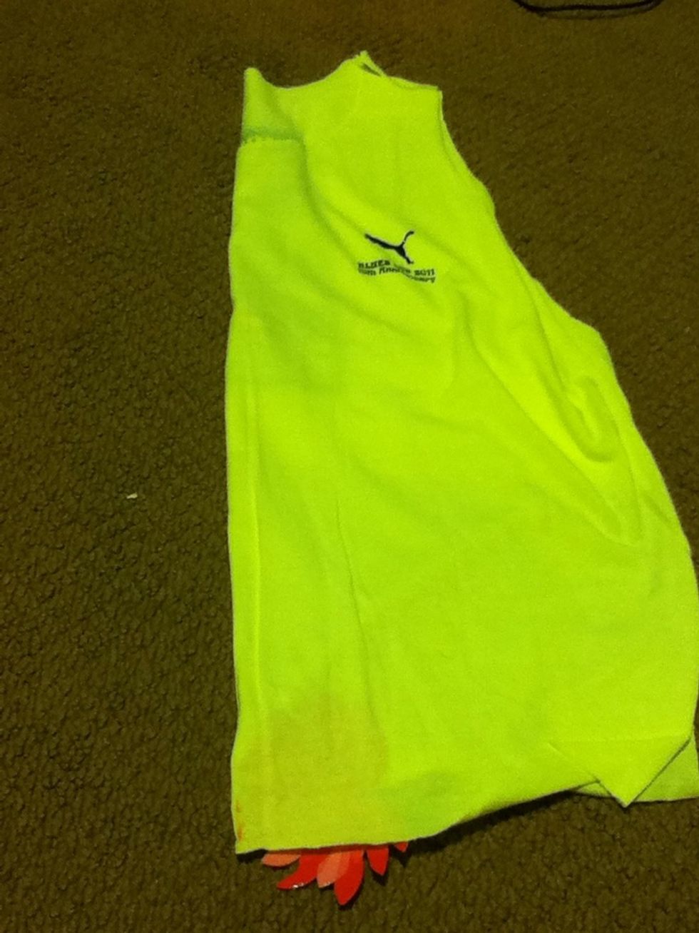 You're almost done! Fold the shirt in half then put the paper under it so you know where to cut or mark it