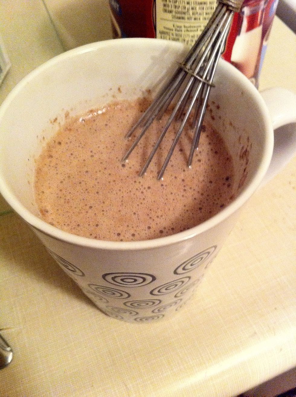 You're almost there!! Now, with my whisk I rolled it in my hand to mix it all together better, it created a bit of foam on the top too which was nice! \ud83d\ude0a\ud83d\ude01 Regardless what you use, MIX IT UP!