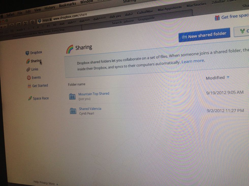 You see that i already have shared folder with others. If you want to share a folder to other users. Click the New Shared Folder. Enter folder name and Dropbox email address of other users.
