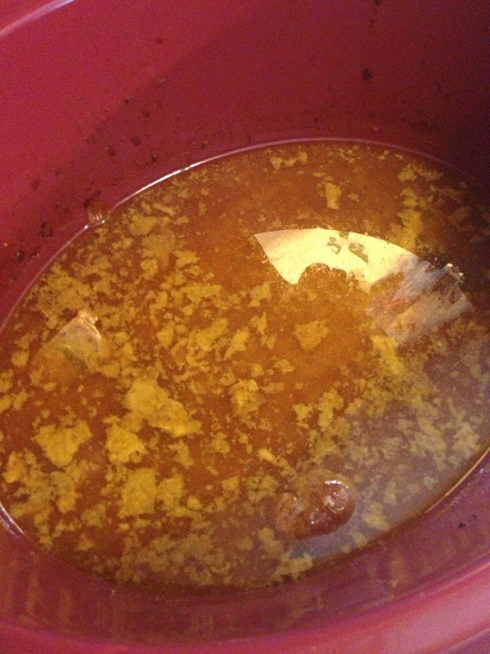 You see this right here, do not, i repeat,DO NOT discard\ud83d\ude4f. We will need it for later. Some for the rice and some to drizzle over my cut up pernil.\ud83d\udc4c