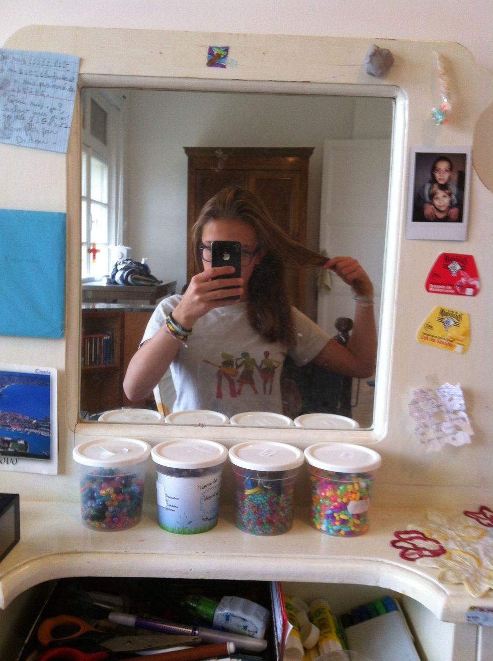 You seperate your hair in two parts