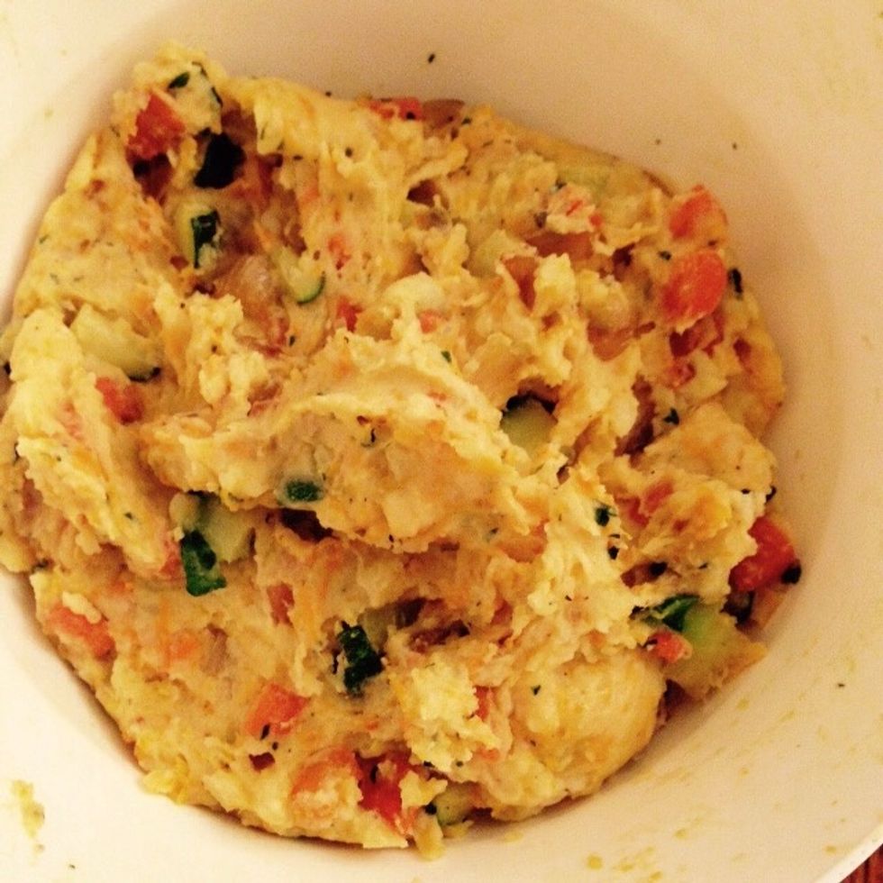 You should achieve a thick dough like this, if too soft you can add some flour, cornstarch or breadcrumbs