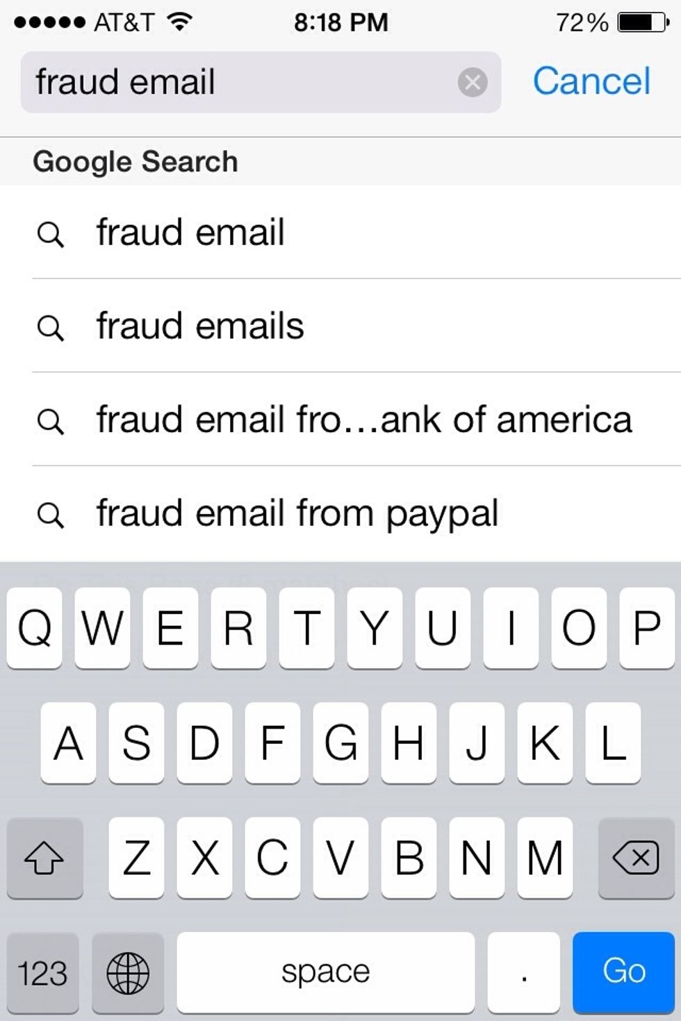 You should also google search key words from the email and put the word "fraud" before it. In my example I might search "fraud email AOL". You'll likely find reports and examples of the fraud email.