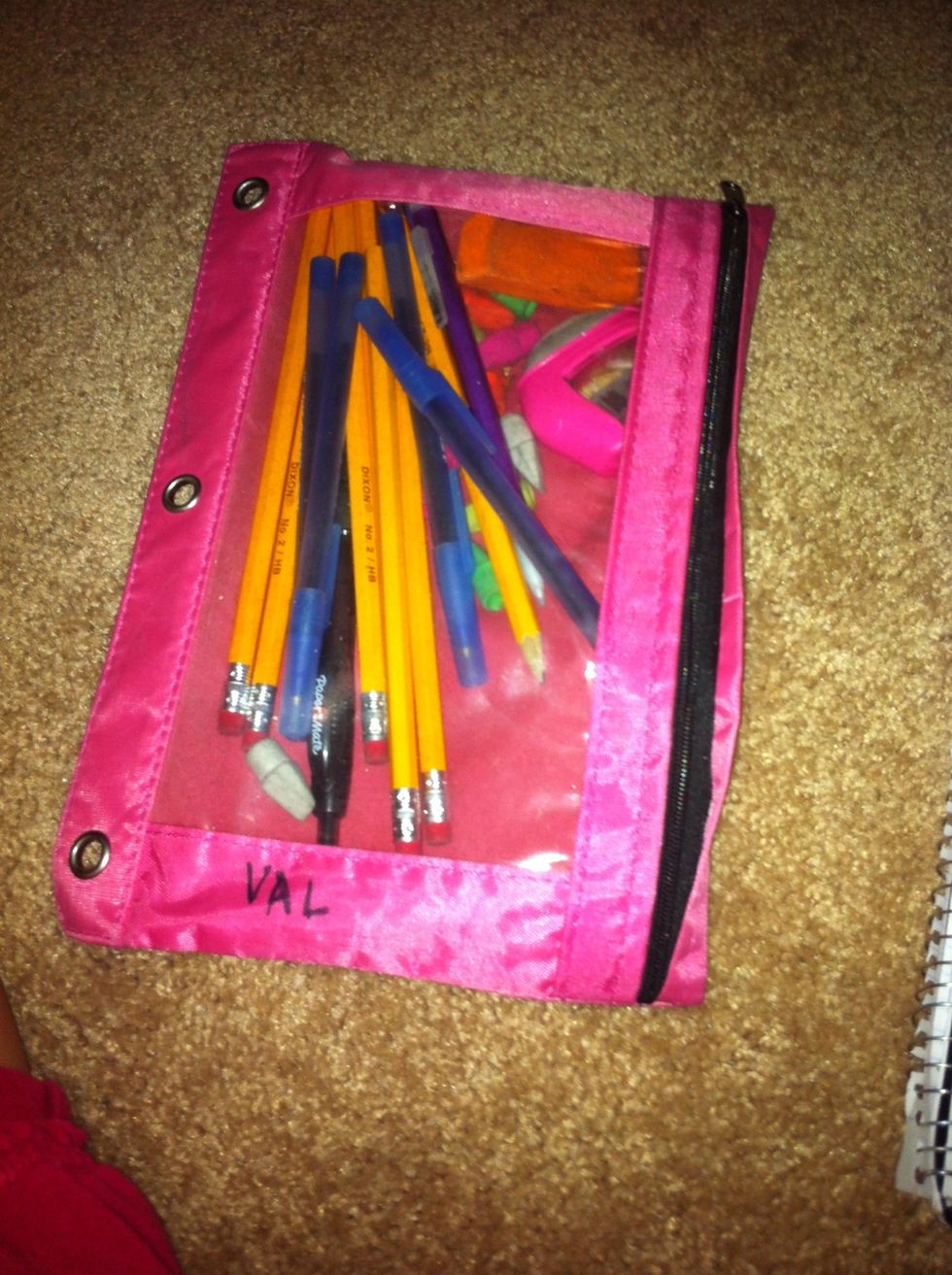 You should also have extra supplies. Like pencils, a sharpener and more erasers if you think you will need them