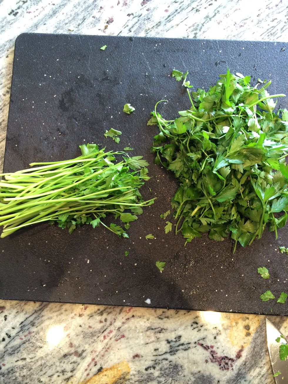 You should be left with stems and trimmed leaves at the end.