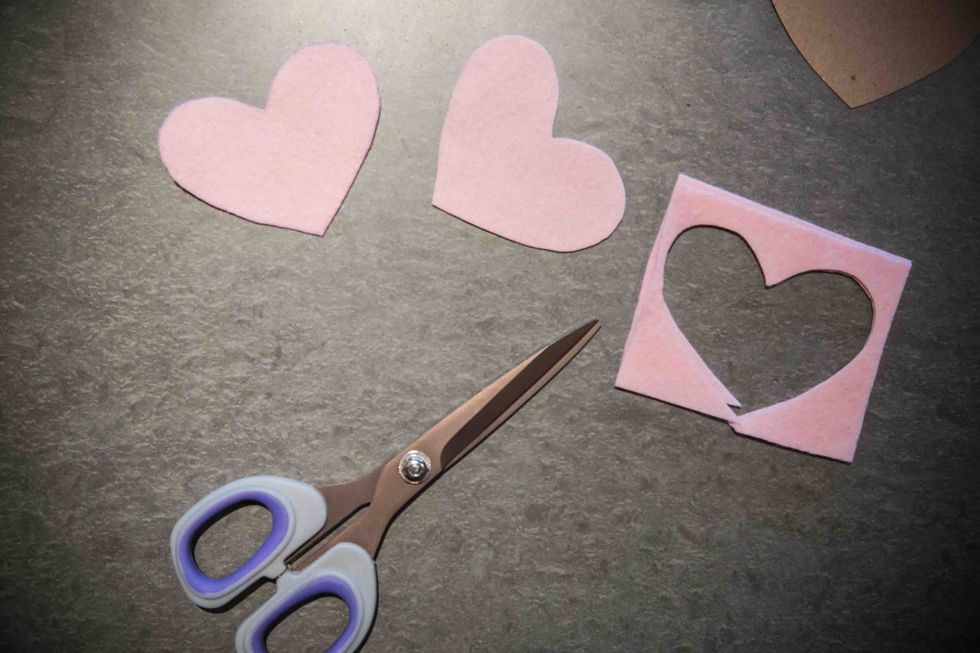 You should end up with 2 felt hearts.